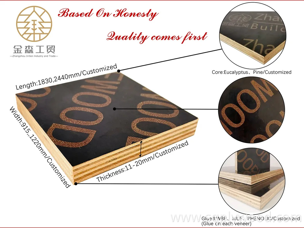 Shuttering/Marine Plywood, Construction Waterproof Film Faced Plywood for Building
